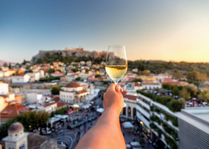 wine with acropolis view
