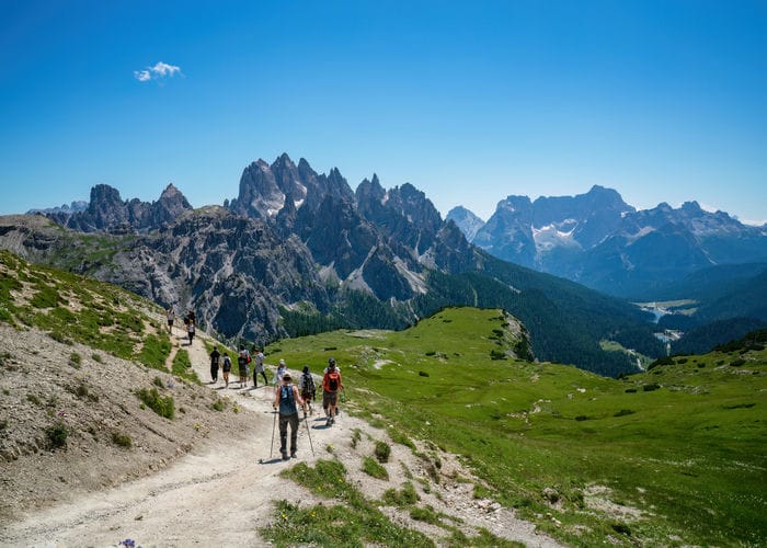 hikers at the dolomites