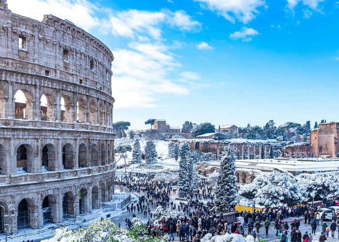 snowy colosseum