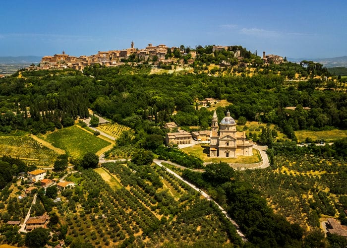 val d orcia and montepuliciano from above