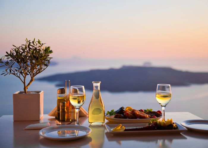 greek tavern in island Santorines shutterstock