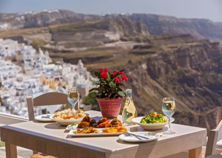 Traditional Greek food in Santorini - credits: Santorines/Shutterstock.com